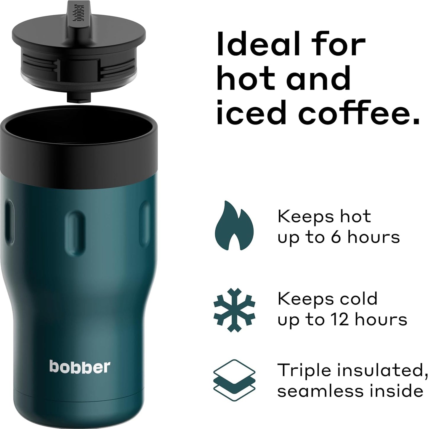 12 OZ Vacuum Insulated Stainless Steel Portable Travel Coffee Mug With 100% Leakproof Locked Lid (Matte)