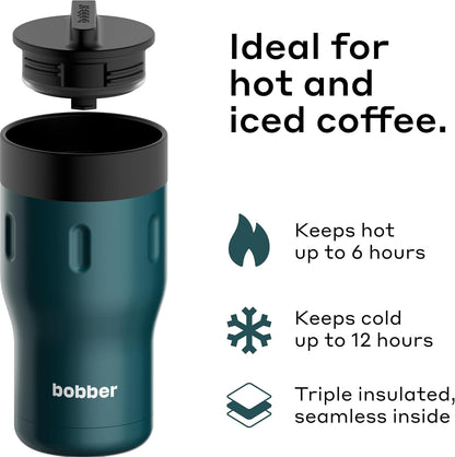 12 OZ Vacuum Insulated Stainless Steel Portable Travel Coffee Mug With 100% Leakproof Locked Lid (Matte)