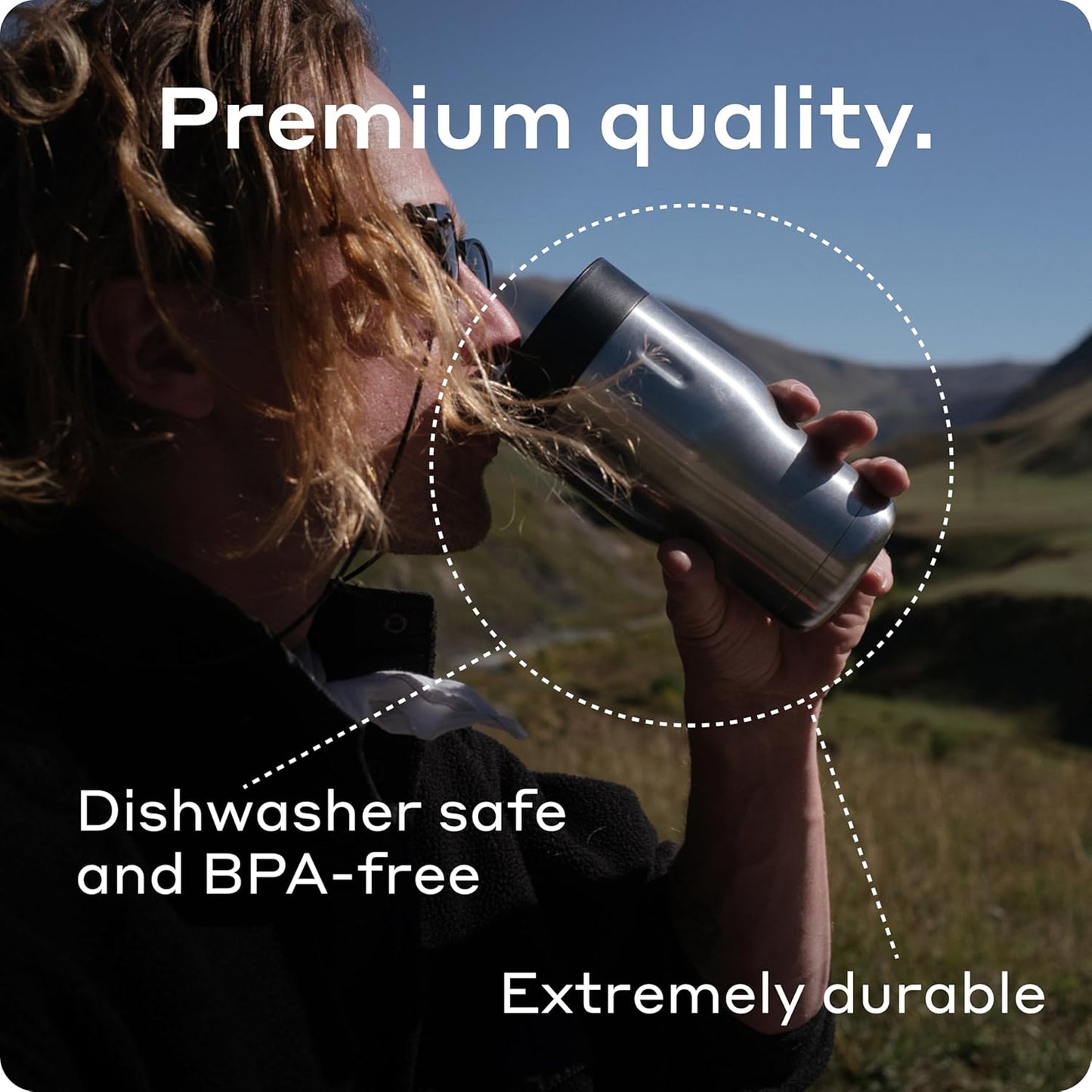 12 OZ Vacuum Insulated Stainless Steel Portable Travel Coffee Mug With 100% Leakproof Locked Lid (Matte)