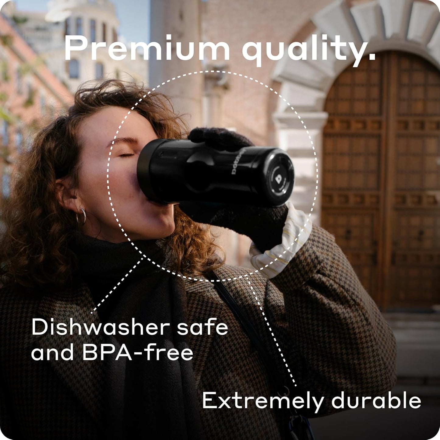 12 OZ Vacuum Insulated Stainless Steel Portable Travel Coffee Mug With 100% Leakproof Locked Lid (Matte)