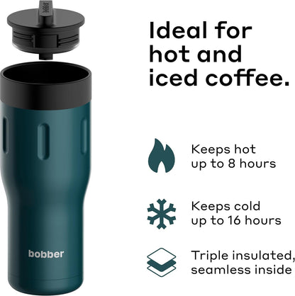 12 OZ Vacuum Insulated Stainless Steel Portable Travel Coffee Mug With 100% Leakproof Locked Lid (Matte)