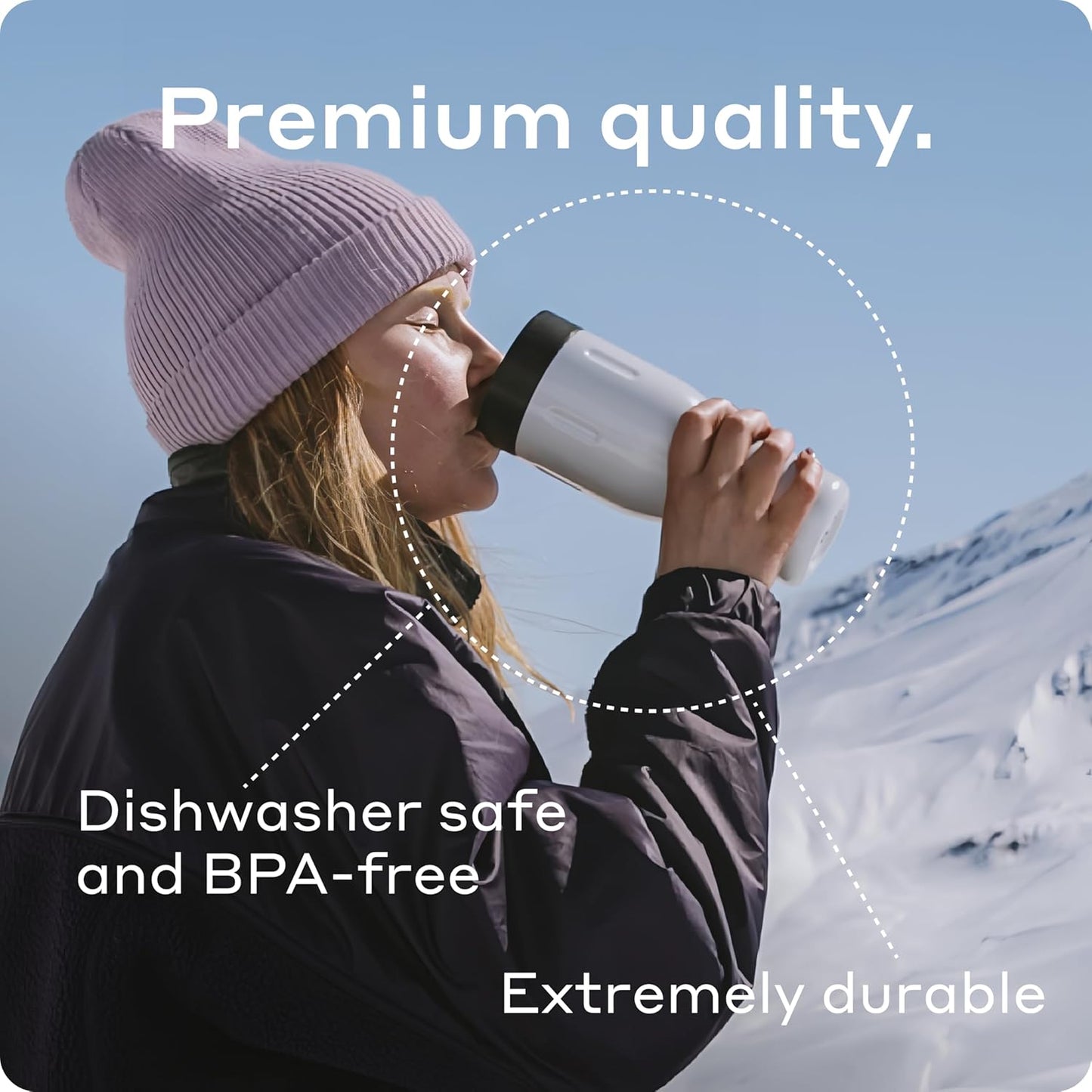 12 OZ Vacuum Insulated Stainless Steel Portable Travel Coffee Mug With 100% Leakproof Locked Lid (Matte)