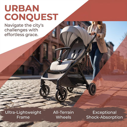 Superb Lightweight Travel Stroller, Auto Fold Buggy Rose Gold