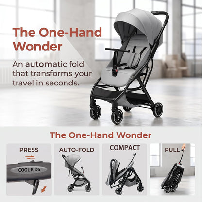 Superb Lightweight Travel Stroller, Auto Fold Buggy Rose Gold