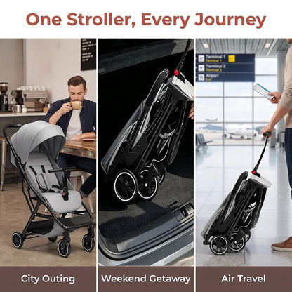 Superb Lightweight Travel Stroller, Auto Fold Buggy Rose Gold