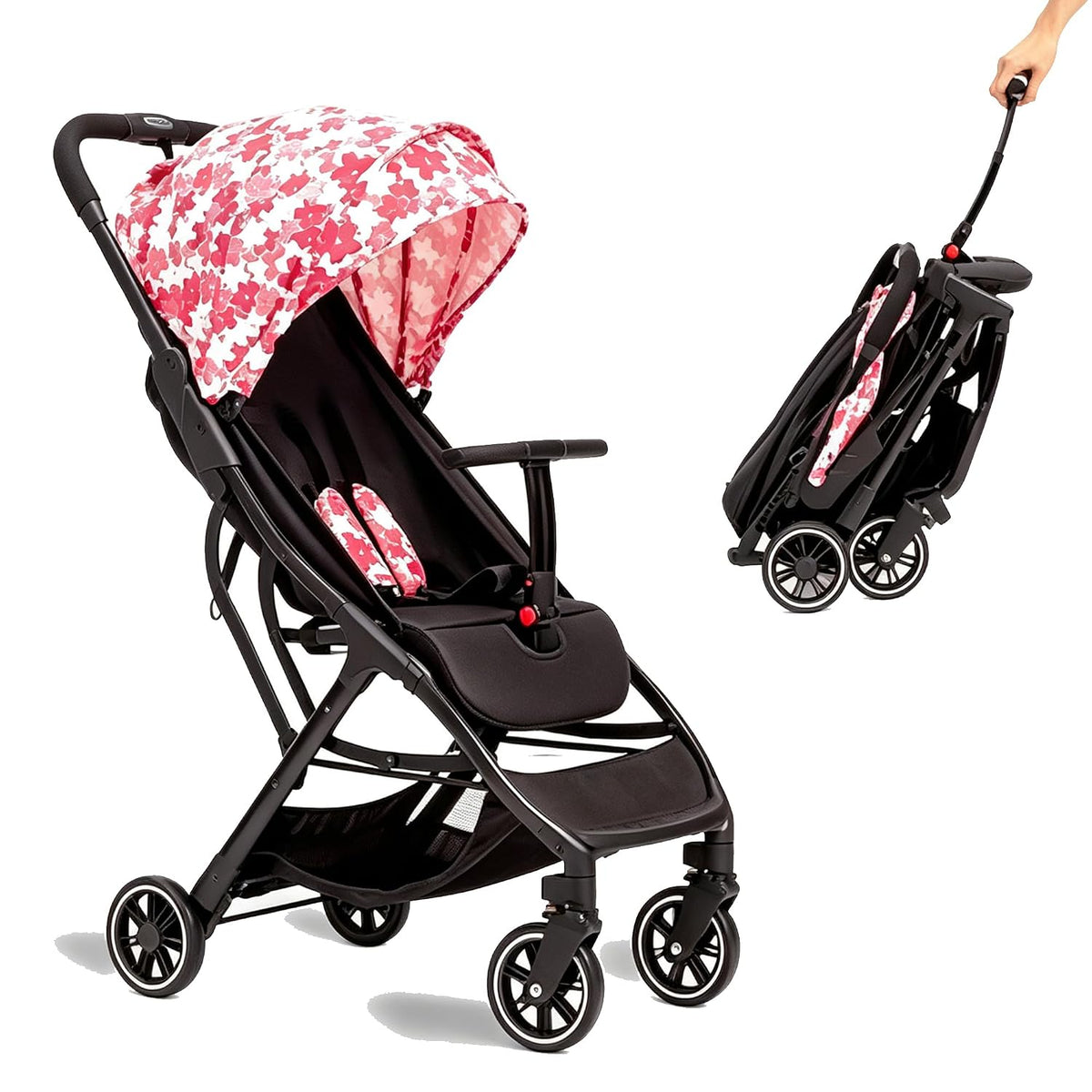 Superb Lightweight Travel Stroller, Auto Fold Buggy Rose Gold