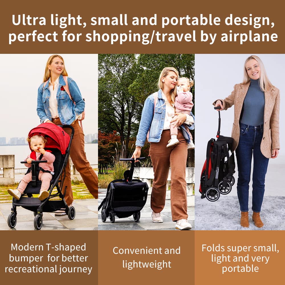 Superb Lightweight Travel Stroller, Auto Fold Buggy Rose Gold