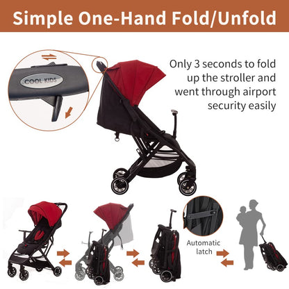 Superb Lightweight Travel Stroller, Auto Fold Buggy Rose Gold