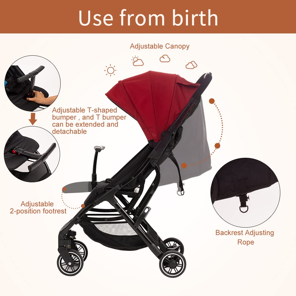 Superb Lightweight Travel Stroller, Auto Fold Buggy Rose Gold