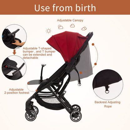 Superb Lightweight Travel Stroller, Auto Fold Buggy Rose Gold