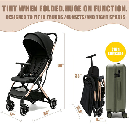 Superb Lightweight Travel Stroller, Auto Fold Buggy Rose Gold