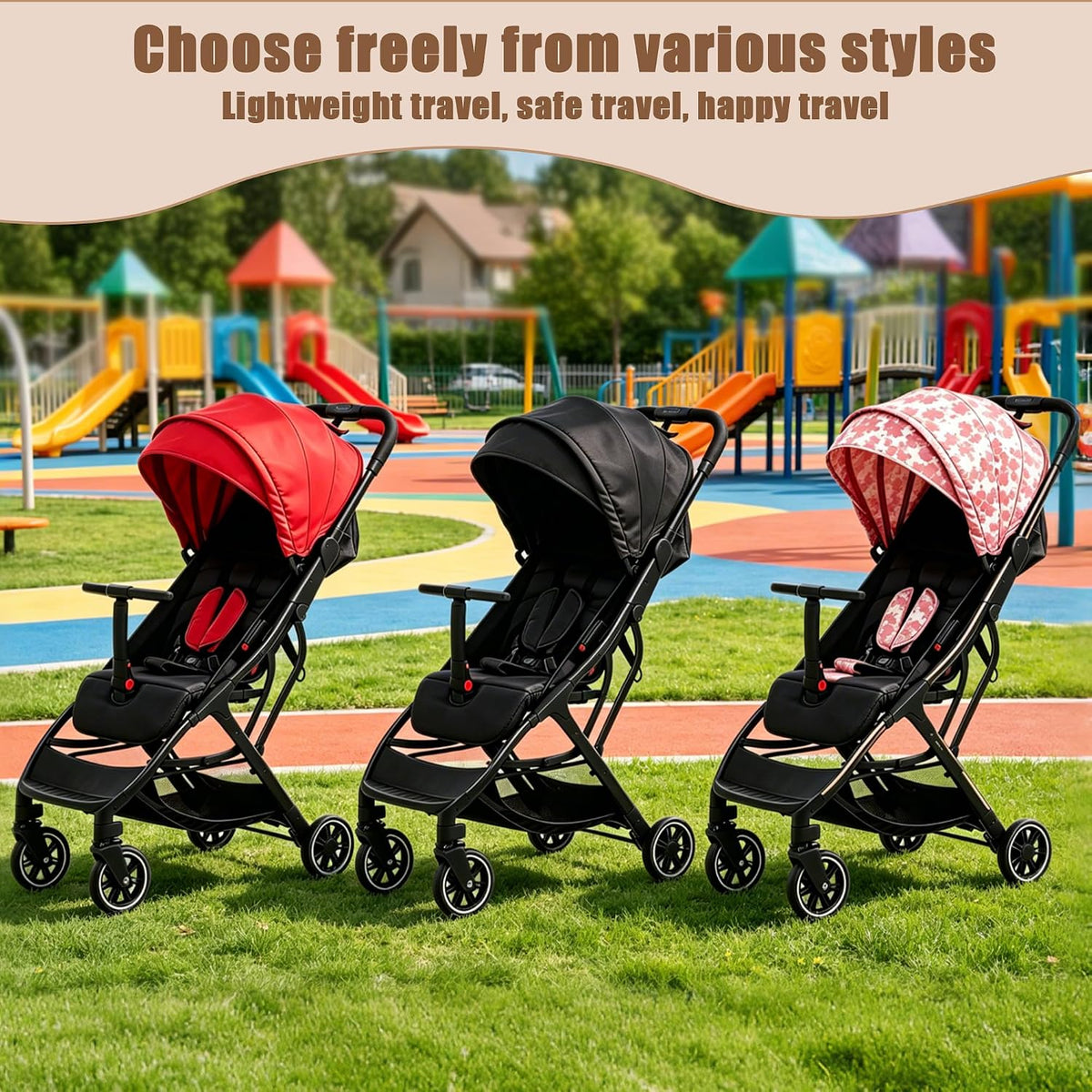 Superb Lightweight Travel Stroller, Auto Fold Buggy Rose Gold