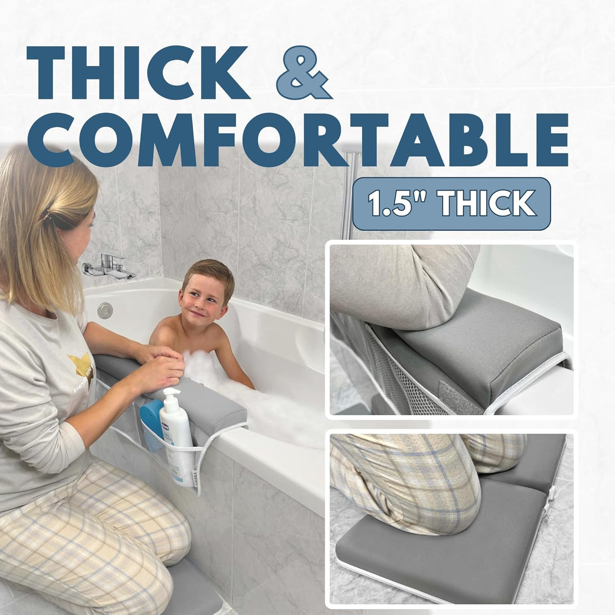 Baby Bath Kneeler and Elbow Rest Pad Set, 1.5-Inch Non-Slip Pads