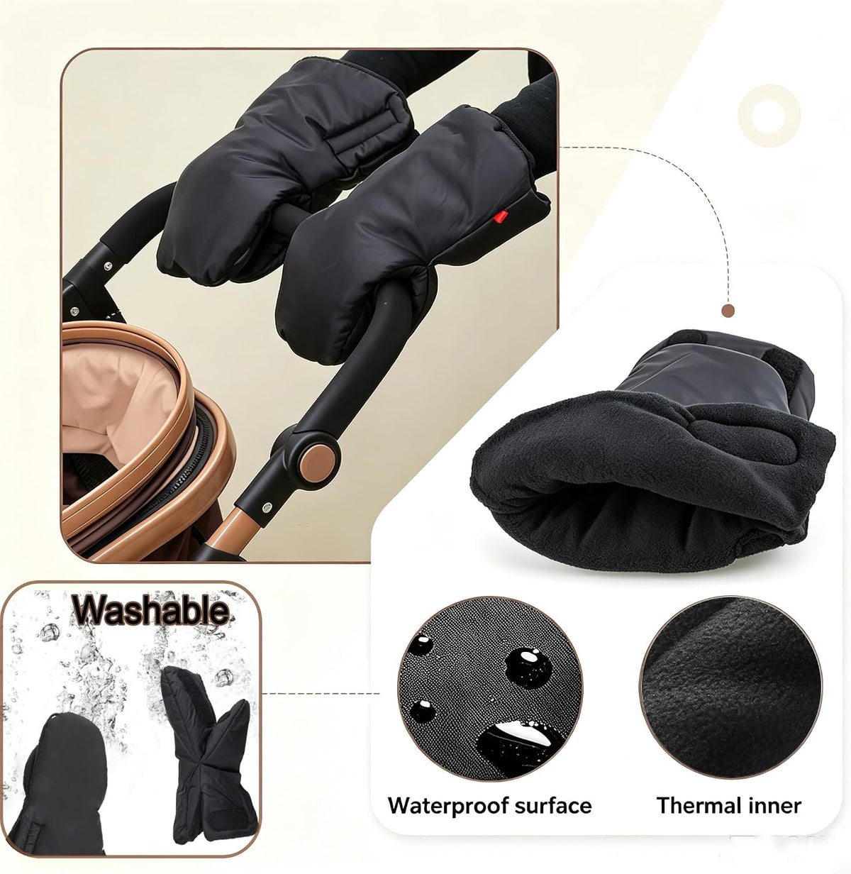 Stroller Handle Muffs Gloves Universal Winter Stroller Mittens