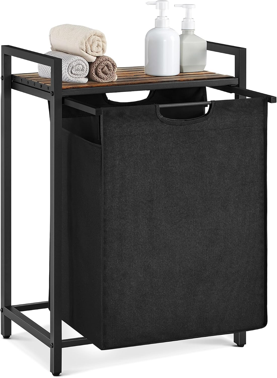 VASAGLE Laundry Hamper with Shelf, 1 Pull-Out Bag, 17.2 Gallons (65L)