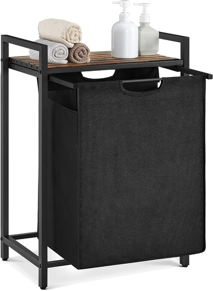 VASAGLE Laundry Hamper with Shelf, 1 Pull-Out Bag, 17.2 Gallons (65L)