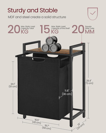 VASAGLE Laundry Hamper with Shelf, 1 Pull-Out Bag, 17.2 Gallons (65L)