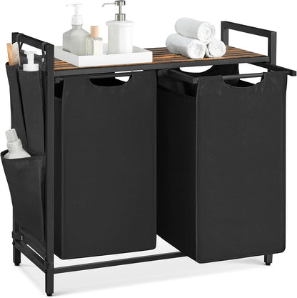 VASAGLE Laundry Hamper with Shelf, 1 Pull-Out Bag, 17.2 Gallons (65L)