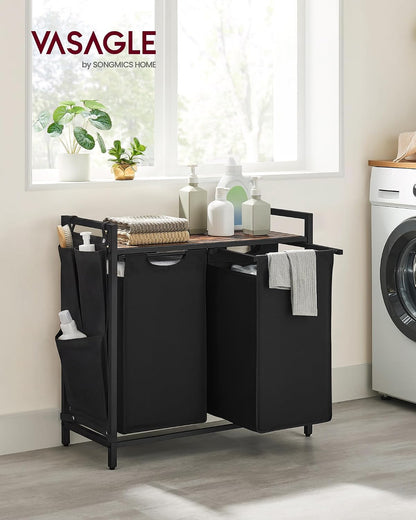VASAGLE Laundry Hamper with Shelf, 1 Pull-Out Bag, 17.2 Gallons (65L)