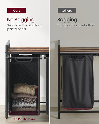VASAGLE Laundry Hamper with Shelf, 1 Pull-Out Bag, 17.2 Gallons (65L)