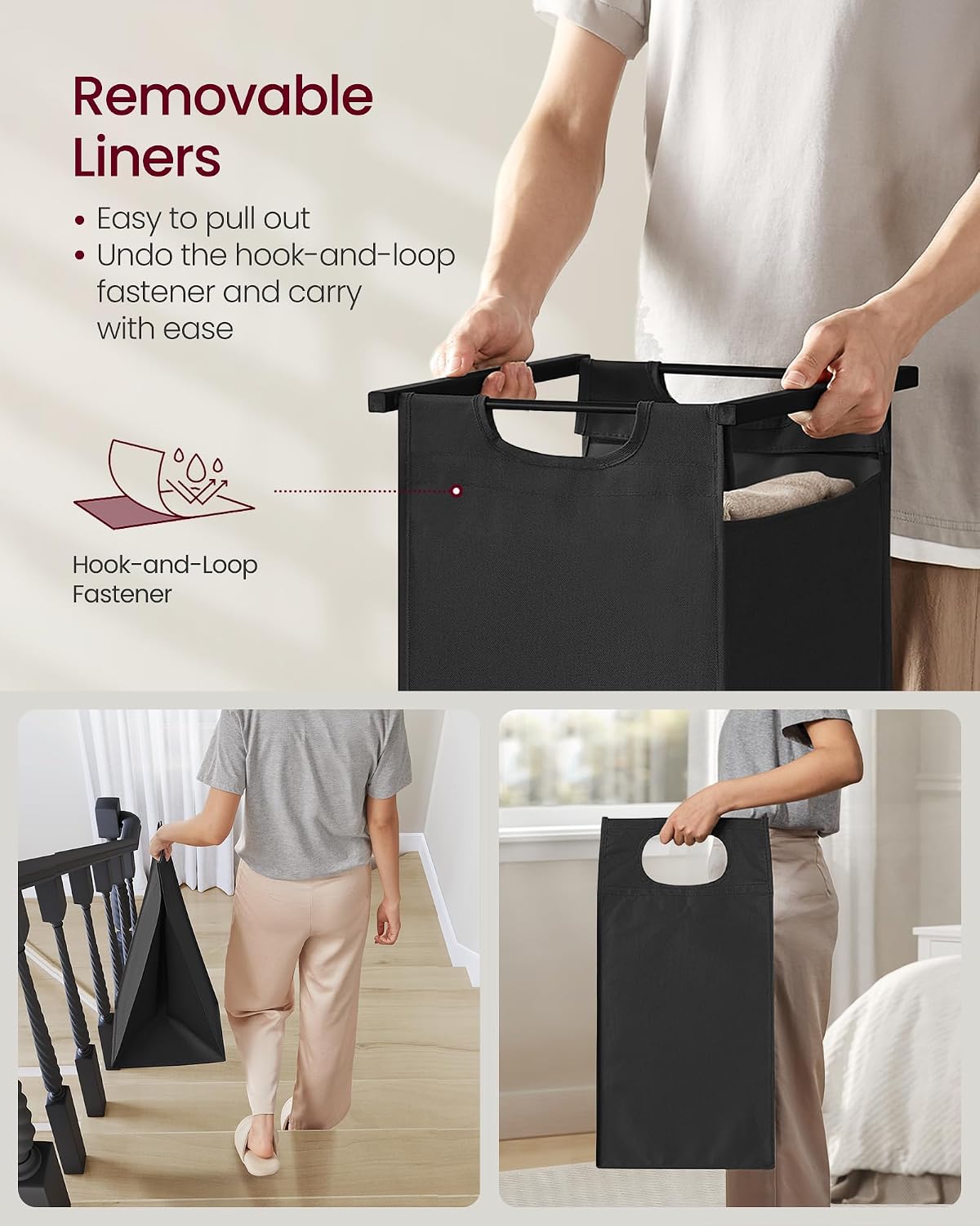 VASAGLE Laundry Hamper with Shelf, 1 Pull-Out Bag, 17.2 Gallons (65L)
