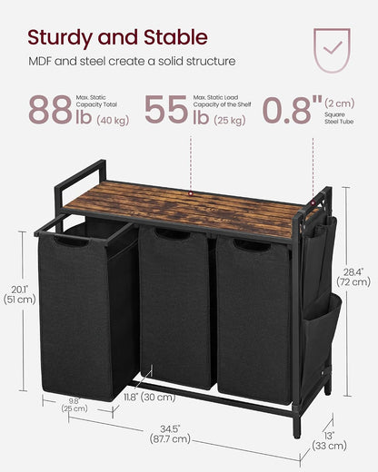 VASAGLE Laundry Hamper with Shelf, 1 Pull-Out Bag, 17.2 Gallons (65L)