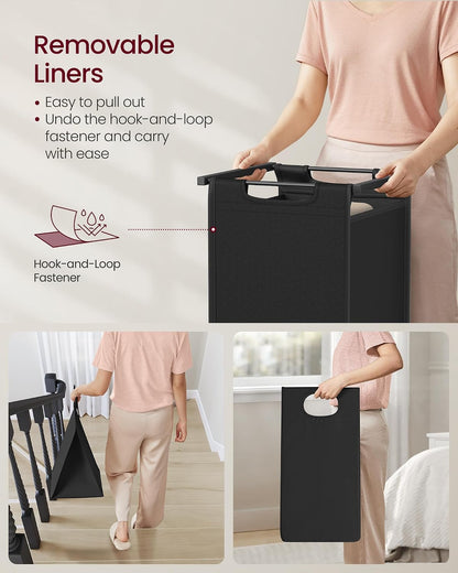 VASAGLE Laundry Hamper with Shelf, 1 Pull-Out Bag, 17.2 Gallons (65L)