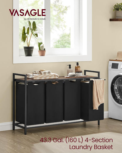 VASAGLE Laundry Hamper with Shelf, 1 Pull-Out Bag, 17.2 Gallons (65L)