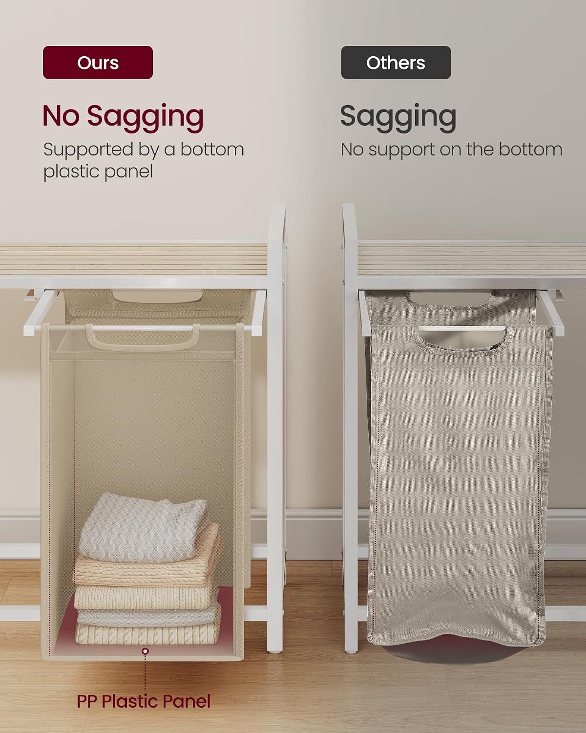 VASAGLE Laundry Hamper with Shelf, 1 Pull-Out Bag, 17.2 Gallons (65L)