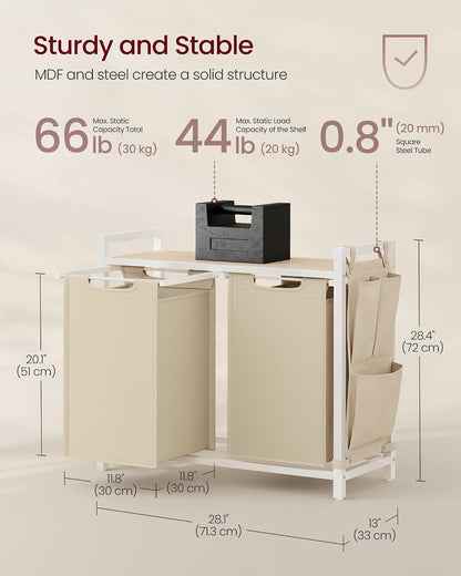 VASAGLE Laundry Hamper with Shelf, 1 Pull-Out Bag, 17.2 Gallons (65L)