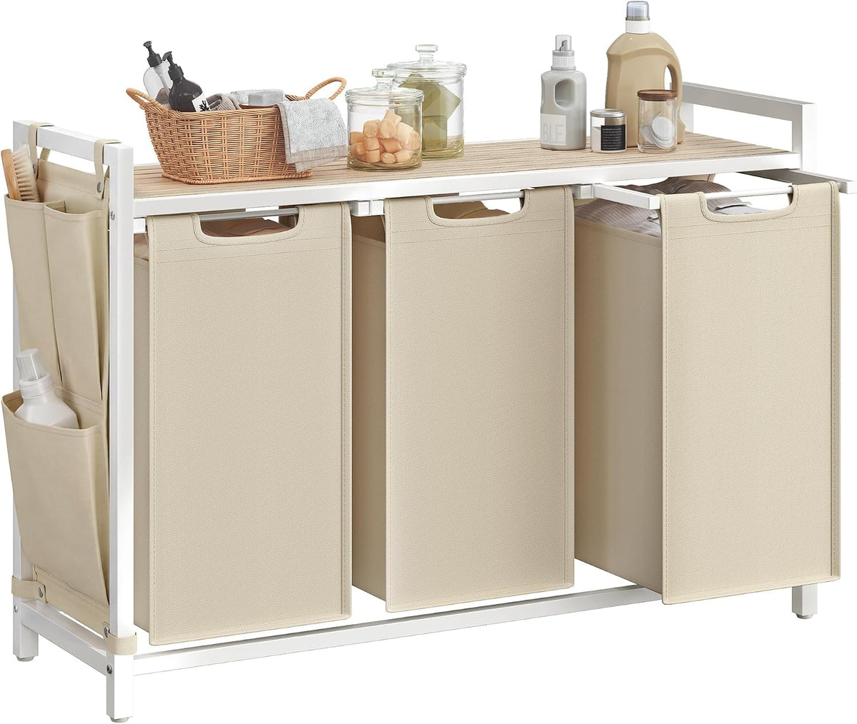 VASAGLE Laundry Hamper with Shelf, 1 Pull-Out Bag, 17.2 Gallons (65L)