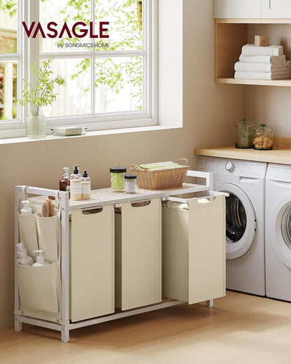 VASAGLE Laundry Hamper with Shelf, 1 Pull-Out Bag, 17.2 Gallons (65L)