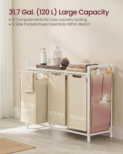 VASAGLE Laundry Hamper with Shelf, 1 Pull-Out Bag, 17.2 Gallons (65L)