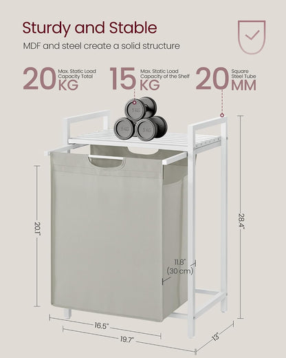 VASAGLE Laundry Hamper with Shelf, 1 Pull-Out Bag, 17.2 Gallons (65L)