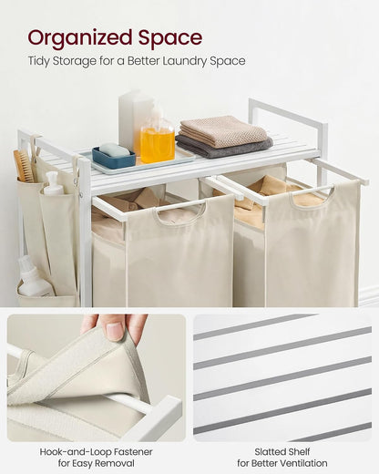 VASAGLE Laundry Hamper with Shelf, 1 Pull-Out Bag, 17.2 Gallons (65L)
