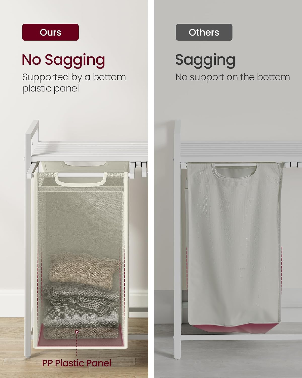 VASAGLE Laundry Hamper with Shelf, 1 Pull-Out Bag, 17.2 Gallons (65L)