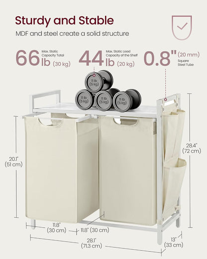 VASAGLE Laundry Hamper with Shelf, 1 Pull-Out Bag, 17.2 Gallons (65L)
