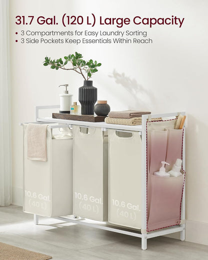 VASAGLE Laundry Hamper with Shelf, 1 Pull-Out Bag, 17.2 Gallons (65L)