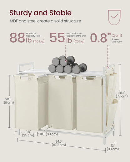 VASAGLE Laundry Hamper with Shelf, 1 Pull-Out Bag, 17.2 Gallons (65L)