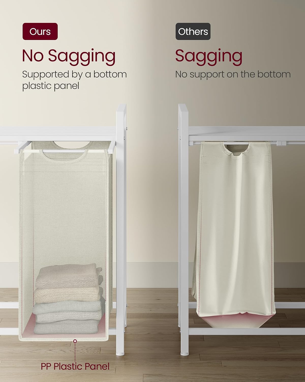 VASAGLE Laundry Hamper with Shelf, 1 Pull-Out Bag, 17.2 Gallons (65L)