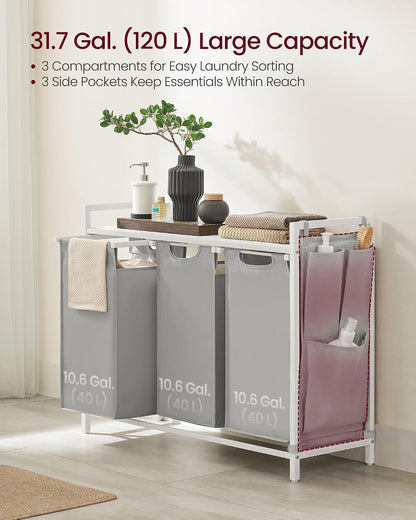 VASAGLE Laundry Hamper with Shelf, 1 Pull-Out Bag, 17.2 Gallons (65L)