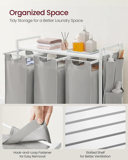 VASAGLE Laundry Hamper with Shelf, 1 Pull-Out Bag, 17.2 Gallons (65L)