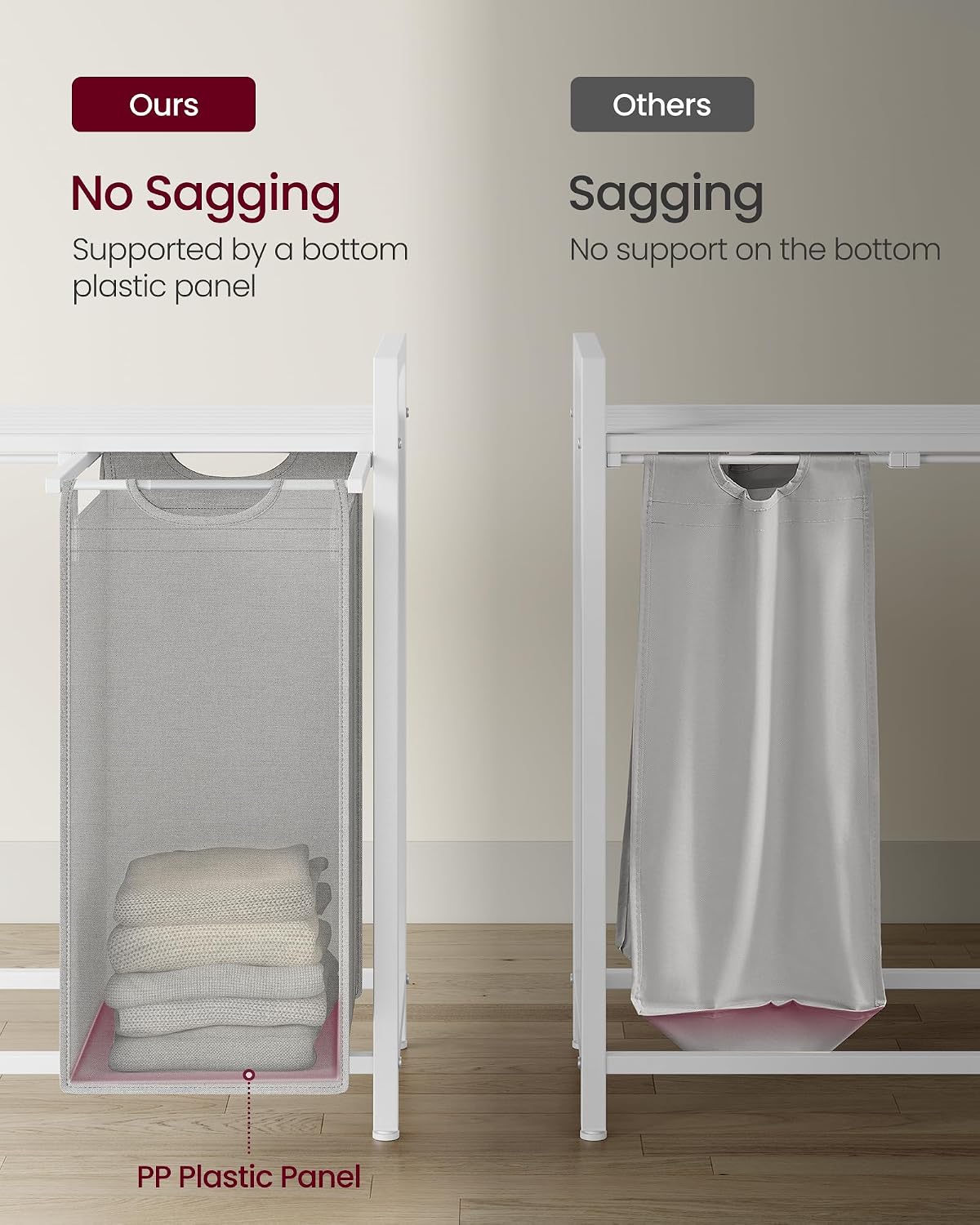 VASAGLE Laundry Hamper with Shelf, 1 Pull-Out Bag, 17.2 Gallons (65L)