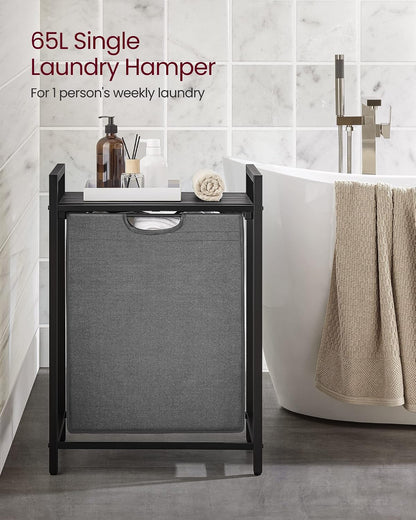 VASAGLE Laundry Hamper with Shelf, 1 Pull-Out Bag, 17.2 Gallons (65L)