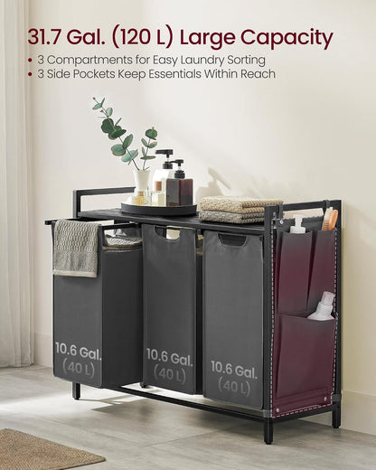 VASAGLE Laundry Hamper with Shelf, 1 Pull-Out Bag, 17.2 Gallons (65L)