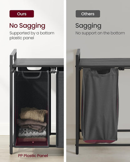 VASAGLE Laundry Hamper with Shelf, 1 Pull-Out Bag, 17.2 Gallons (65L)