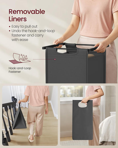 VASAGLE Laundry Hamper with Shelf, 1 Pull-Out Bag, 17.2 Gallons (65L)