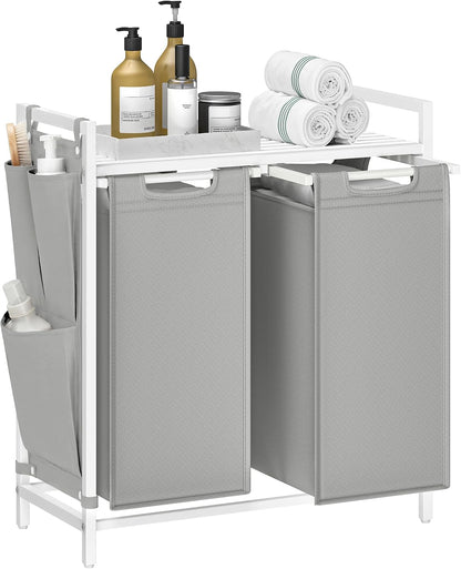 VASAGLE Laundry Hamper with Shelf, 1 Pull-Out Bag, 17.2 Gallons (65L)