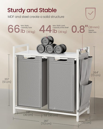 VASAGLE Laundry Hamper with Shelf, 1 Pull-Out Bag, 17.2 Gallons (65L)