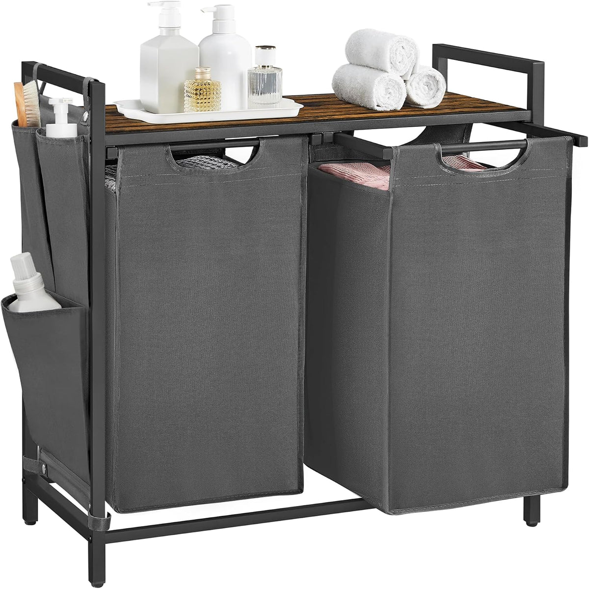 VASAGLE Laundry Hamper with Shelf, 1 Pull-Out Bag, 17.2 Gallons (65L)